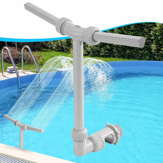 IPOOLTENG Pool Fountain Dual Spray High-Pressure Waterfall Gray Plastic