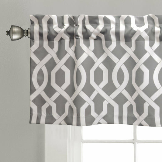 Lush Decor Edward Trellis Light Filtering Window Valance Gray 52x18