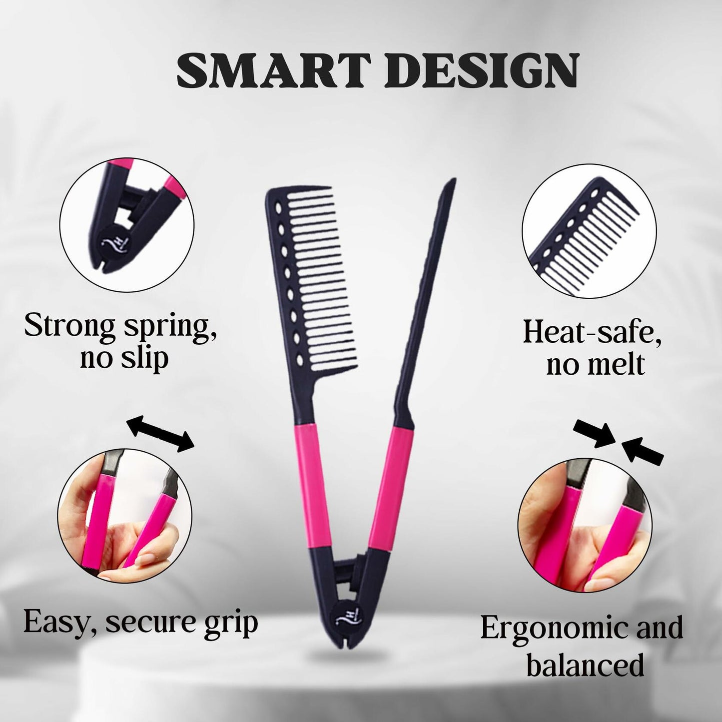 HerStyler Hair Straightening Comb Flat Iron Straightener Pink 1 Count