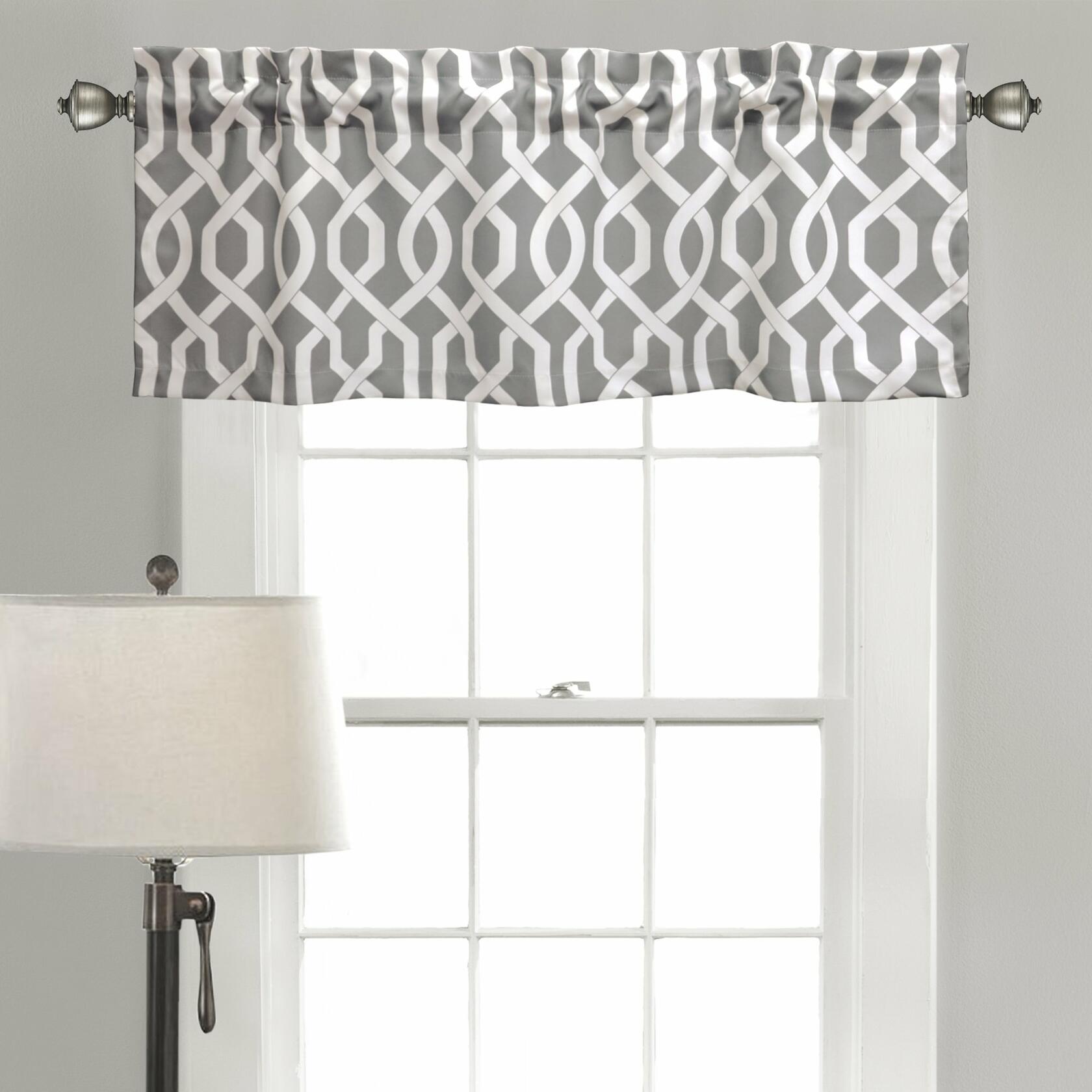 Lush Decor Edward Trellis Light Filtering Window Valance Gray 52x18