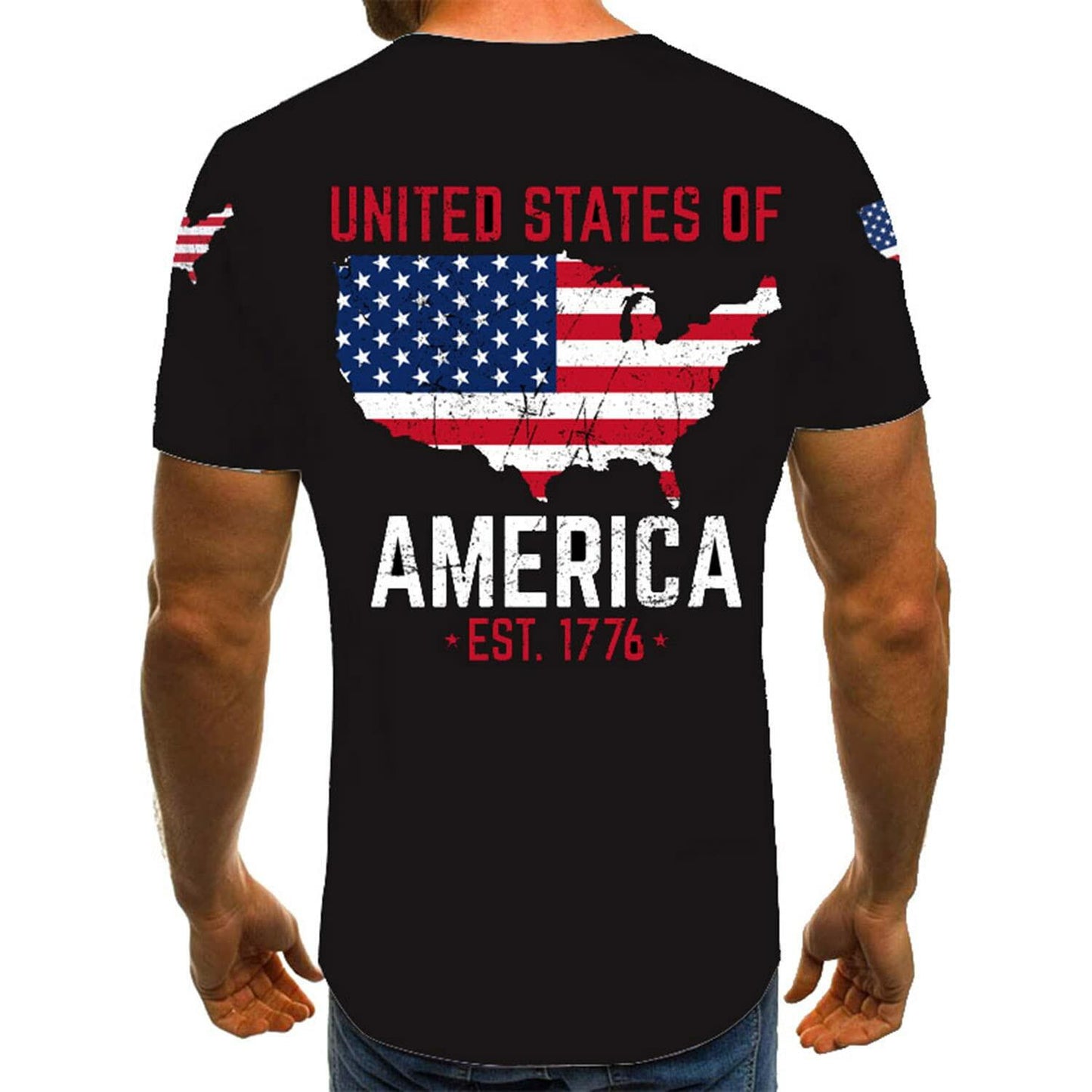 KYKU USA Flag T Shirt Men Patriotic 4th of July American 1776 Size 2XL