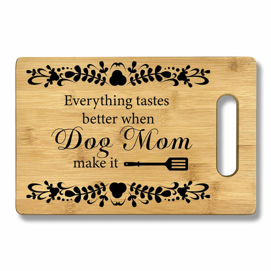 CGBHW Dog Mom Wooden Cutting Board Kitchen Gift Bamboo 0.44lb