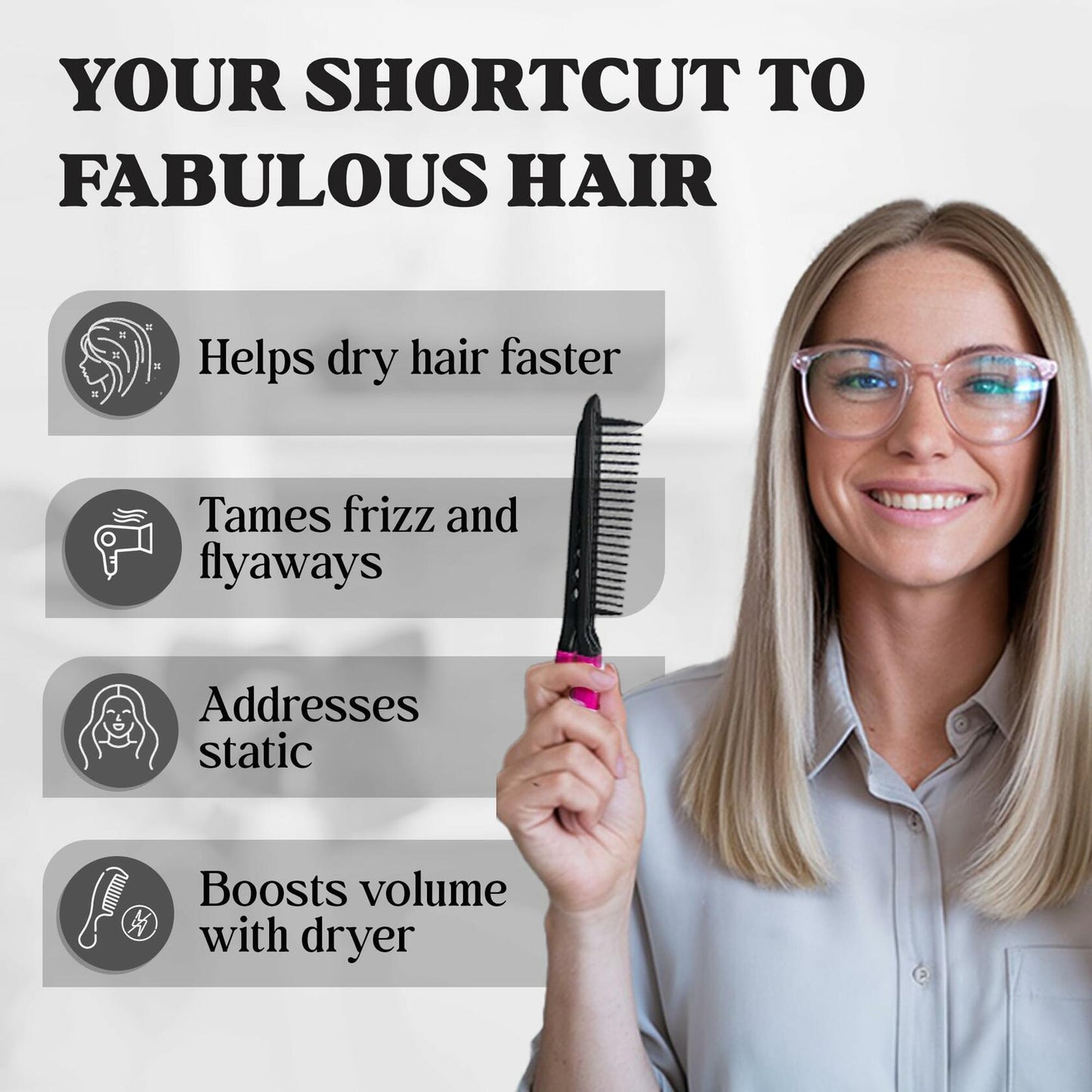 HerStyler Hair Straightening Comb Flat Iron Straightener Pink 1 Count