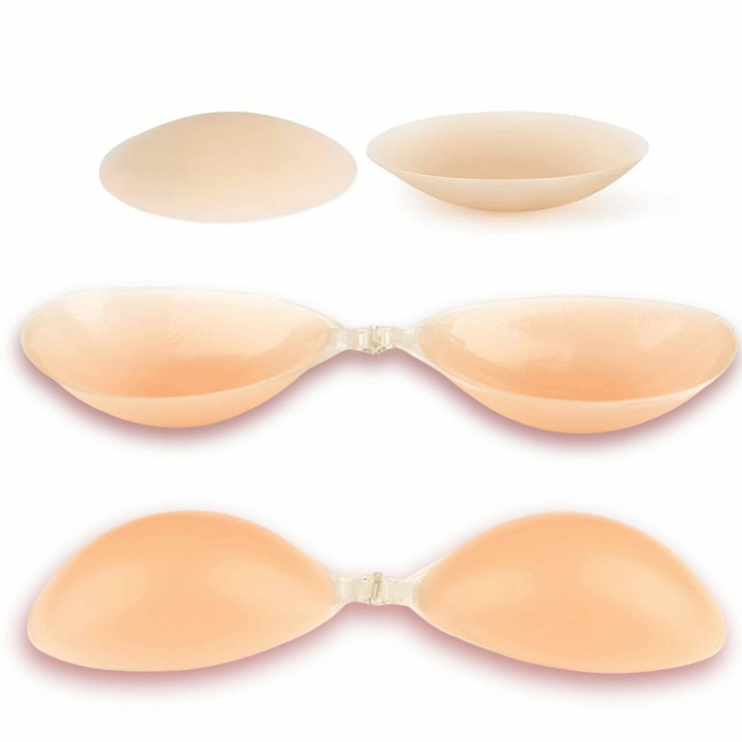 Rita Adhesive Strapless Push-Up Silicone Bra Nude C + Nipple Covers Size C