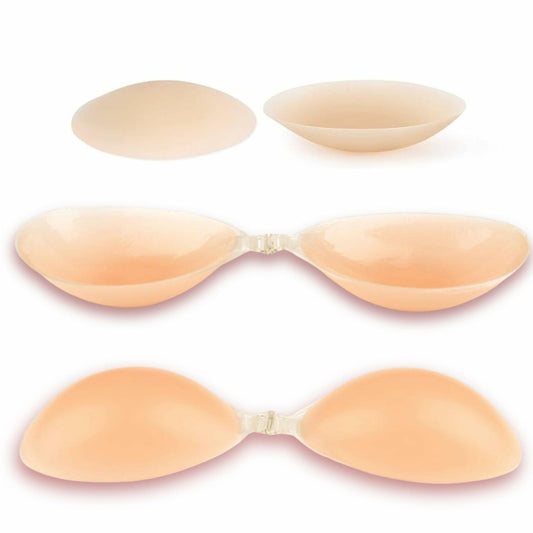 Rita Adhesive Strapless Push-Up Silicone Bra Nude C + Nipple Covers Size C