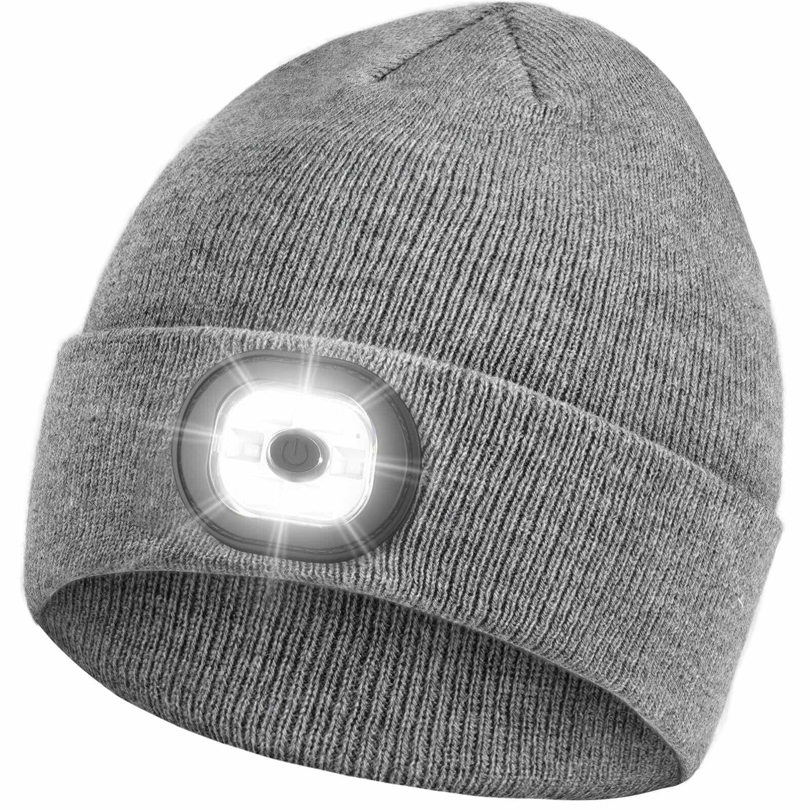 BGBIUS LED Beanie Hat with 6 LED Lights Winter Cap Night Lighted Black
