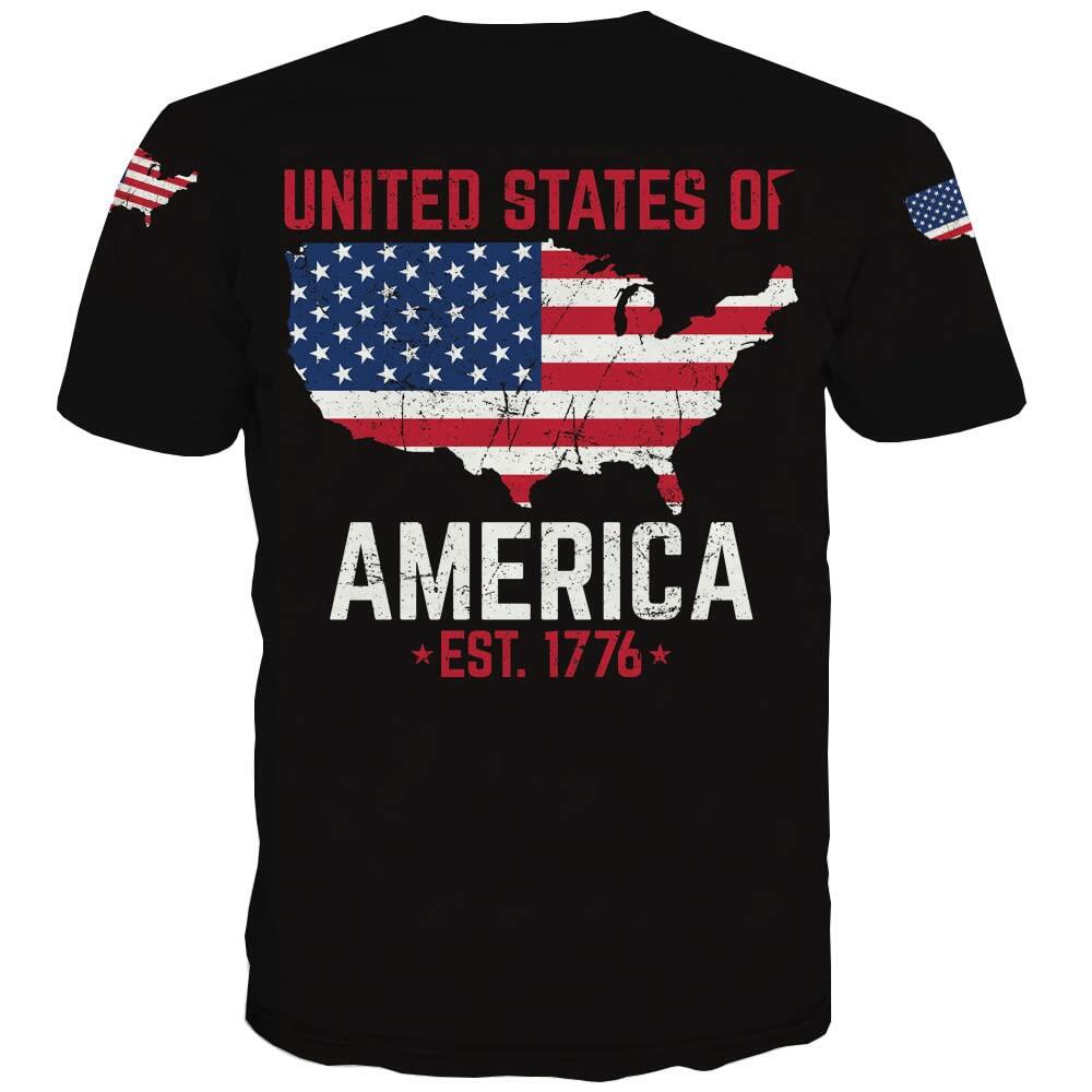 KYKU USA Flag T Shirt Men Patriotic 4th of July American 1776 Size 2XL