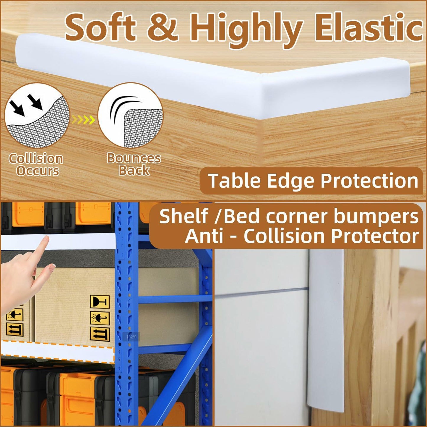 ZOMPAGO Foam Tape Corner Protectors 2 Roll 1.6"x16.4FT White Furniture Strip