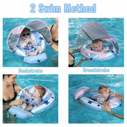 MAMBOBABYFLOAT Baby Pool Float New Gen Safety Portable Backpack Pink 3-24M