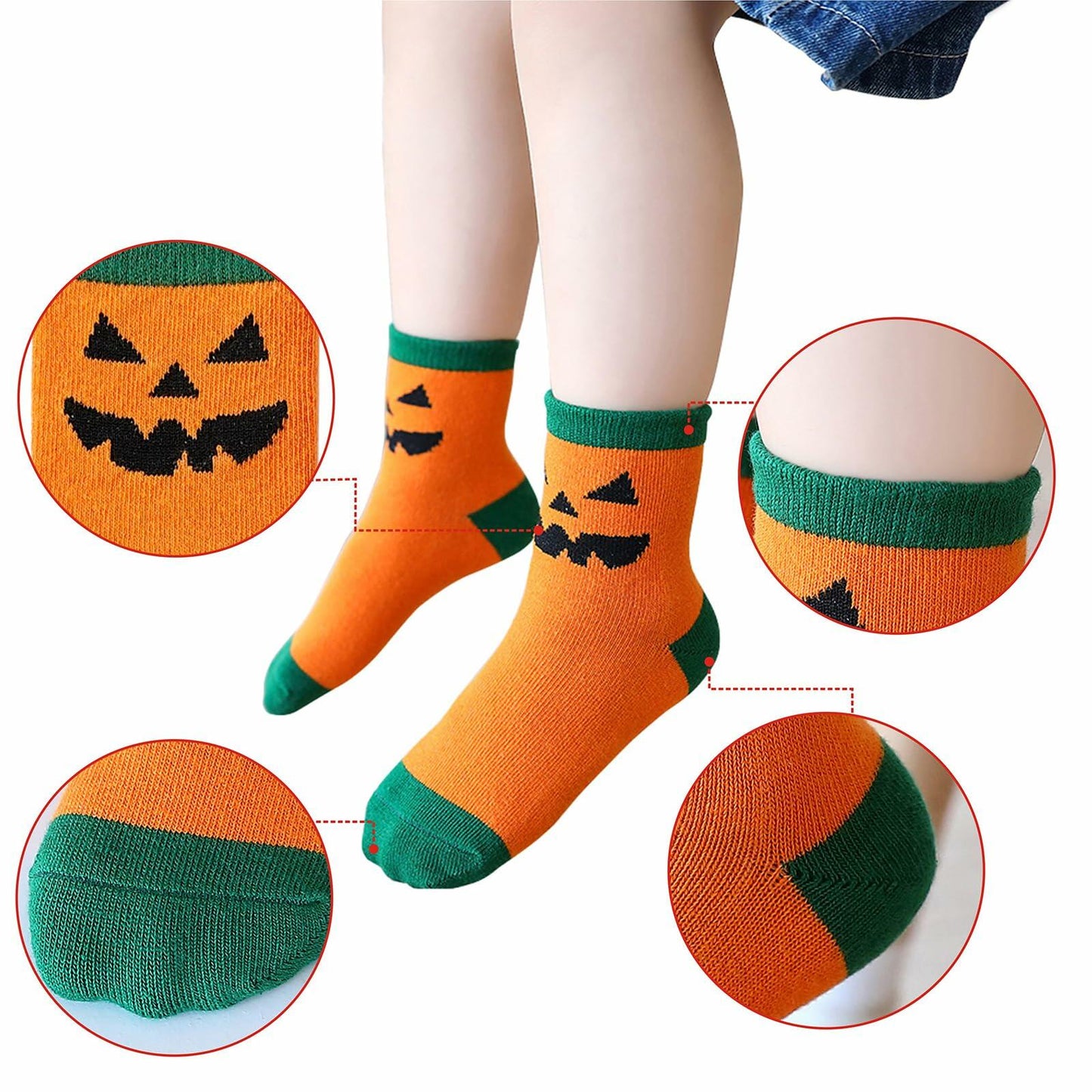 PAPPNTI Kids Halloween Cartoon Crew Socks 5 Pairs Multicolor Size 7-10