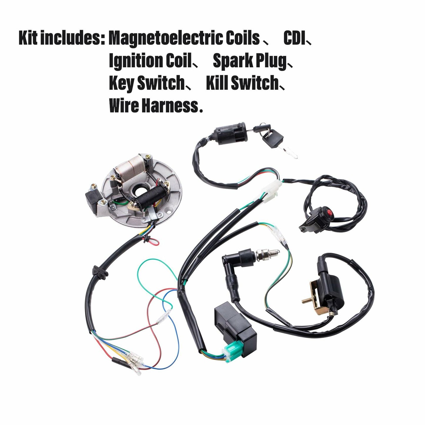 CIOM Magnetoelectric Wiring Loom Harness Kill Switch Ignition Coil Kit 50-160CC