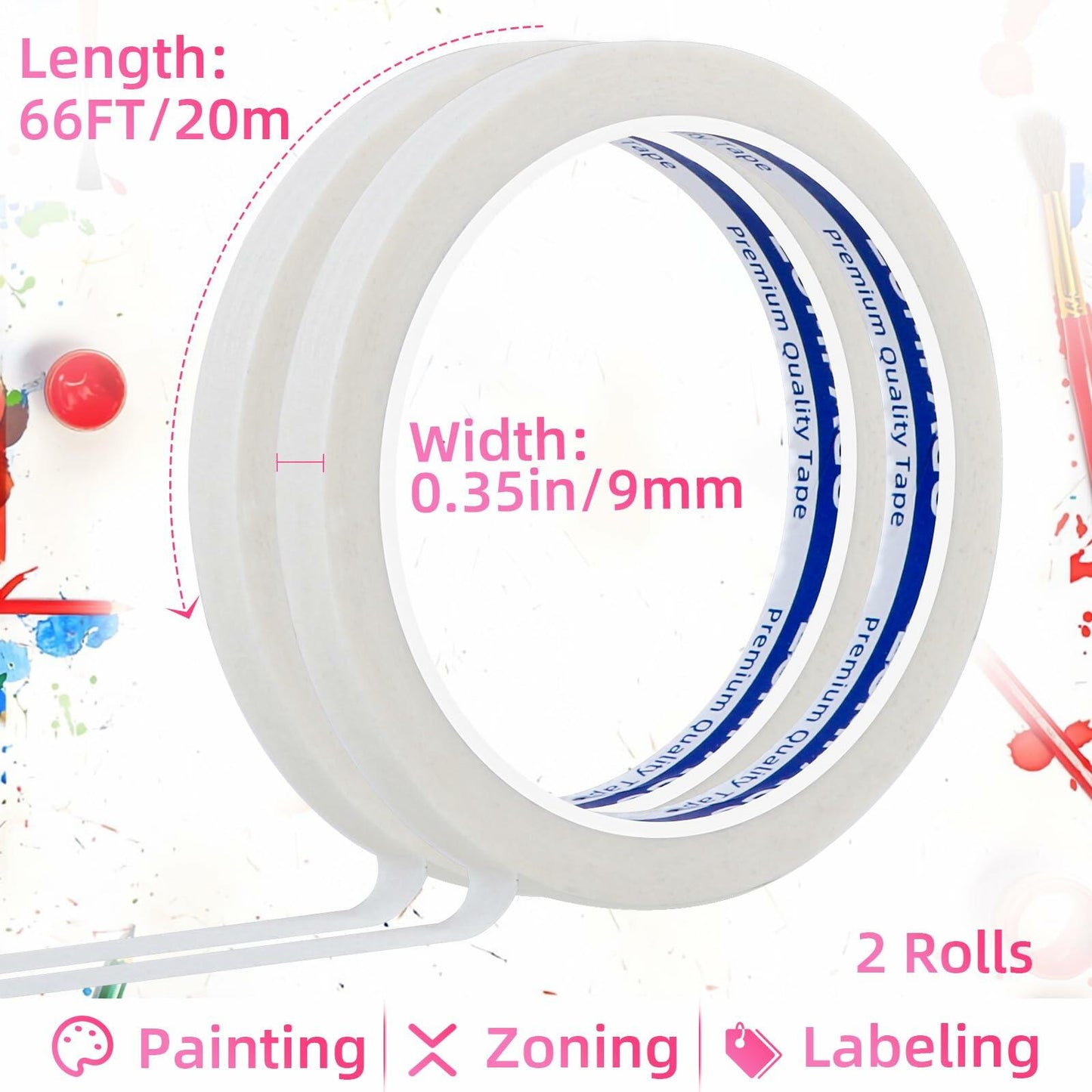 ZOMPAGO Beige Art Tape 0.8in x 164ft Removable Low Tack Masking Tape