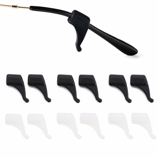 LCLONY 6 Pairs Glasses Ear Grip Silicone Anti-Slip Holders Black/White