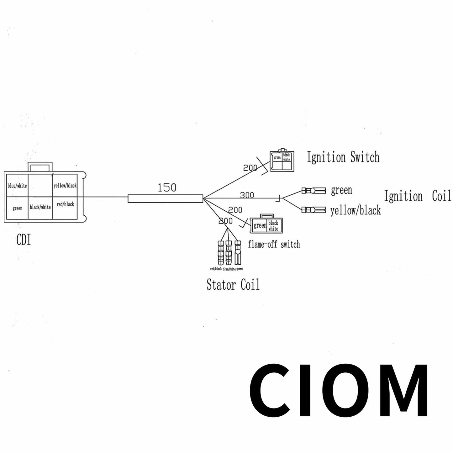 CIOM Magnetoelectric Wiring Loom Harness Kill Switch Ignition Coil Kit 50-160CC