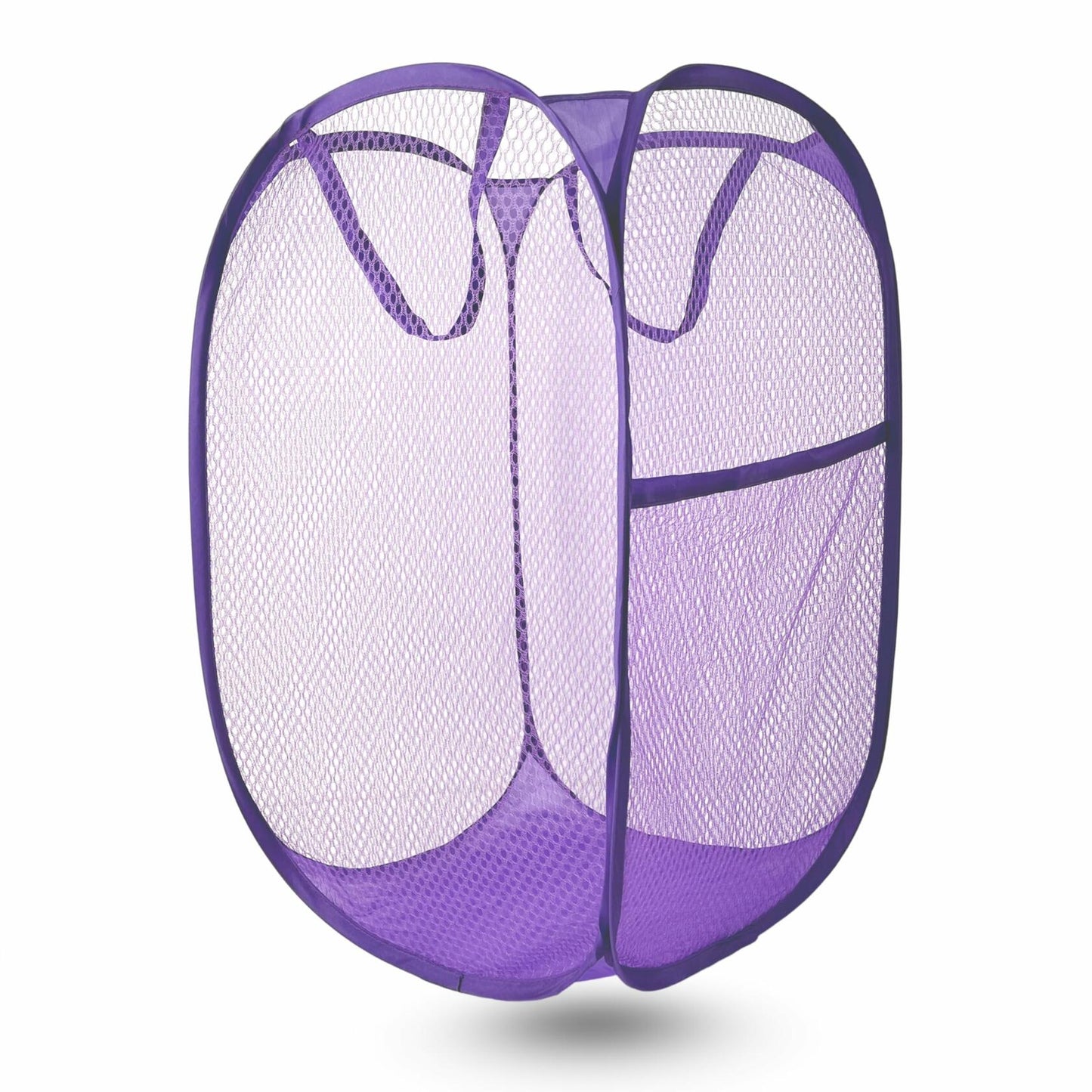 LXLOVESM Pop Up Mesh Laundry Hamper Foldable Purple 14x14x24 inches