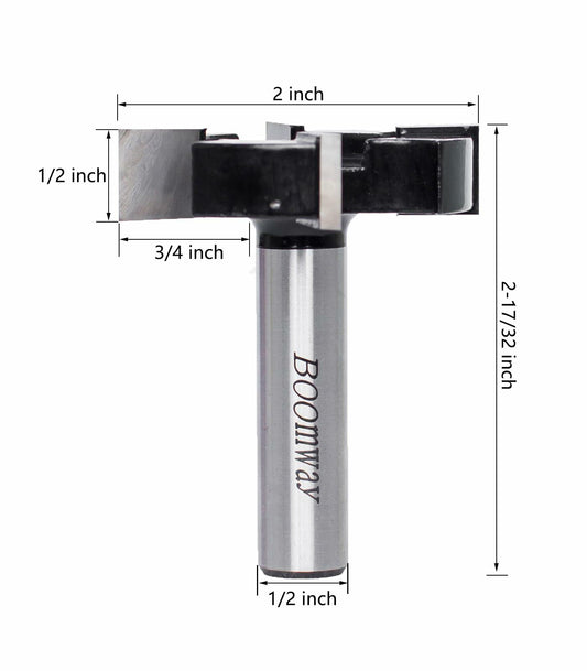 Boomway Spoilboard Router Bit 1/2" Shank 2" Dia Carbide Woodworking