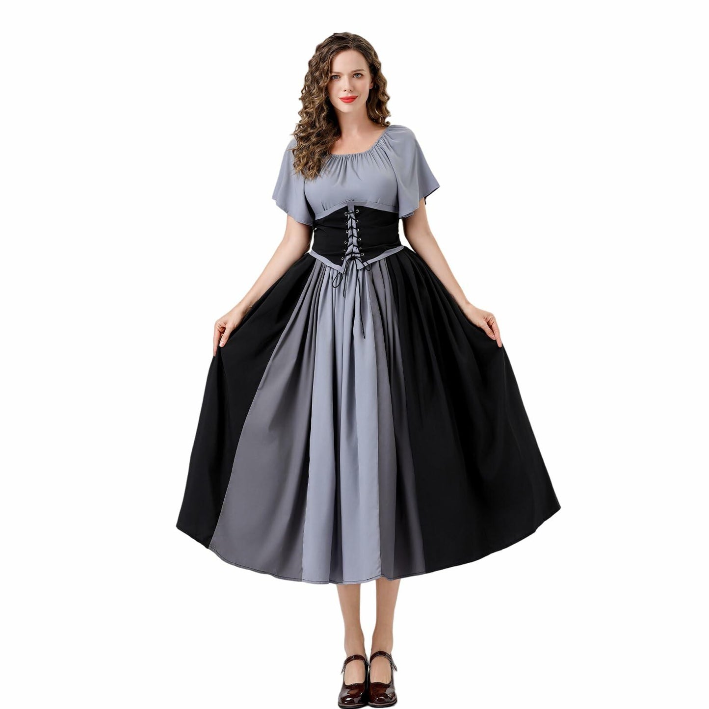 YTWS Renaissance Viking Costume for Women Medieval Outfit Mix Colors L/XL