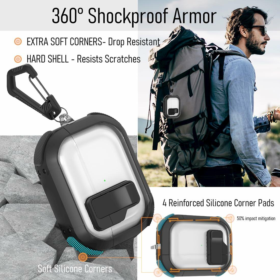 CMGOE Airpod 3 Case Cover Black Shockproof TPU Hard Protector w/ Cleaning Kit