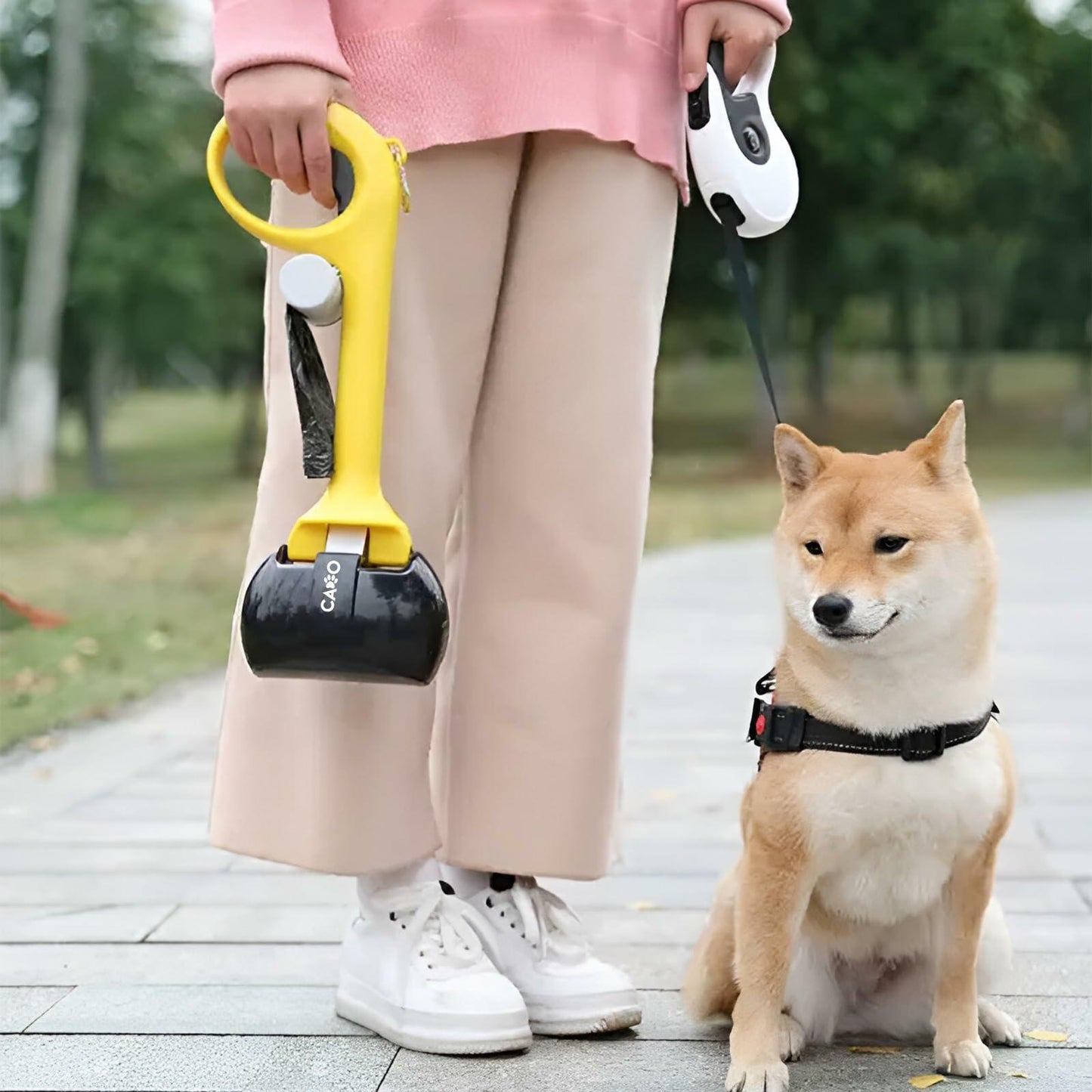 Dog Pooper Scooper Large Yellow/Black with Bag Holder and 5 Bag Rolls