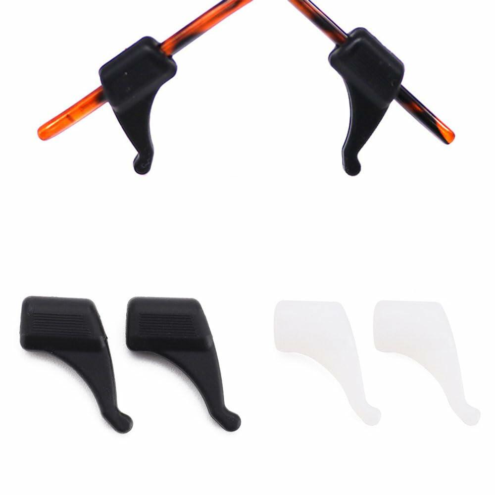 LCLONY 6 Pairs Glasses Ear Grip Silicone Anti-Slip Holders Black/White