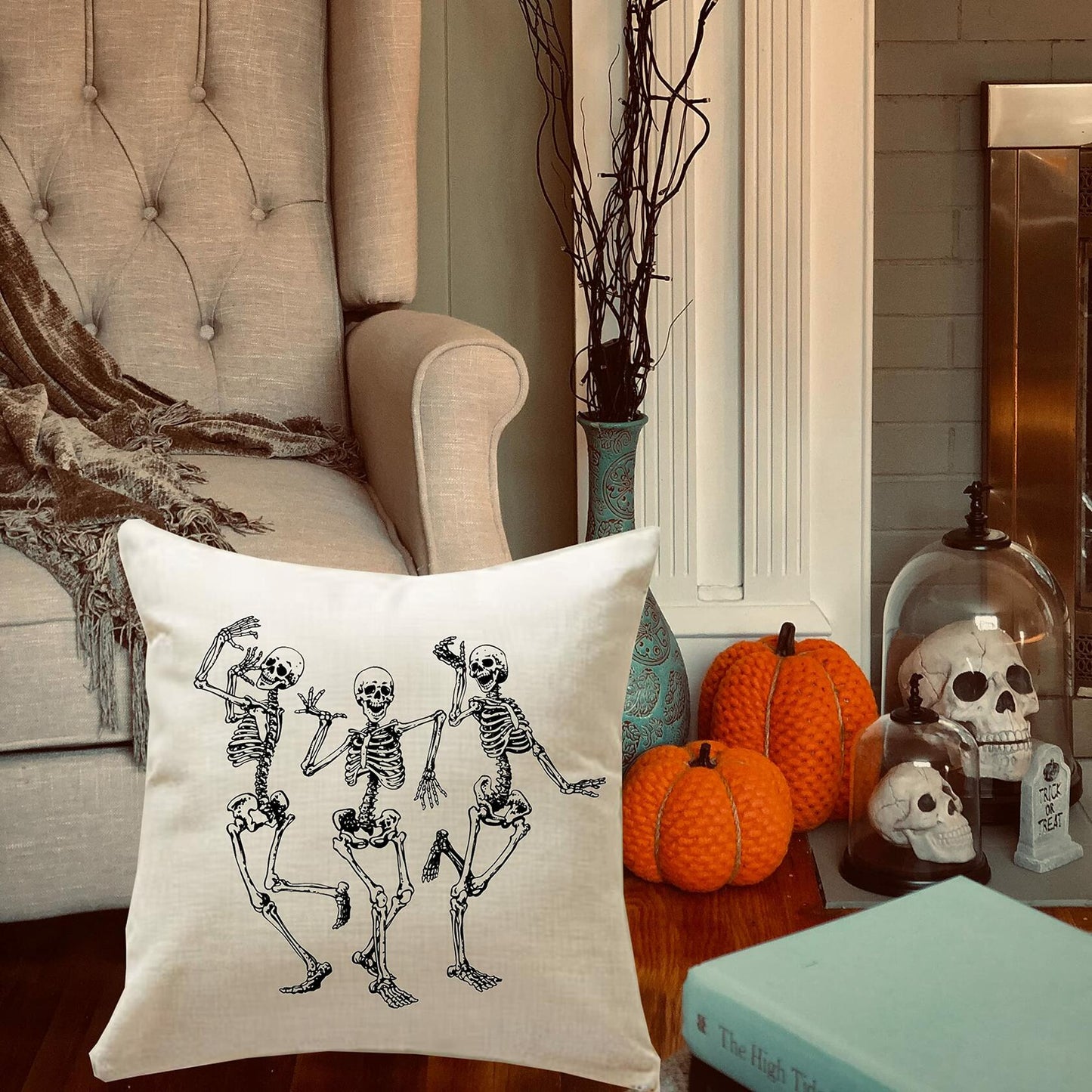 MFGNEH Halloween Ghost Pillow Cover 18x18 inch Rustic Cartoon Polyester
