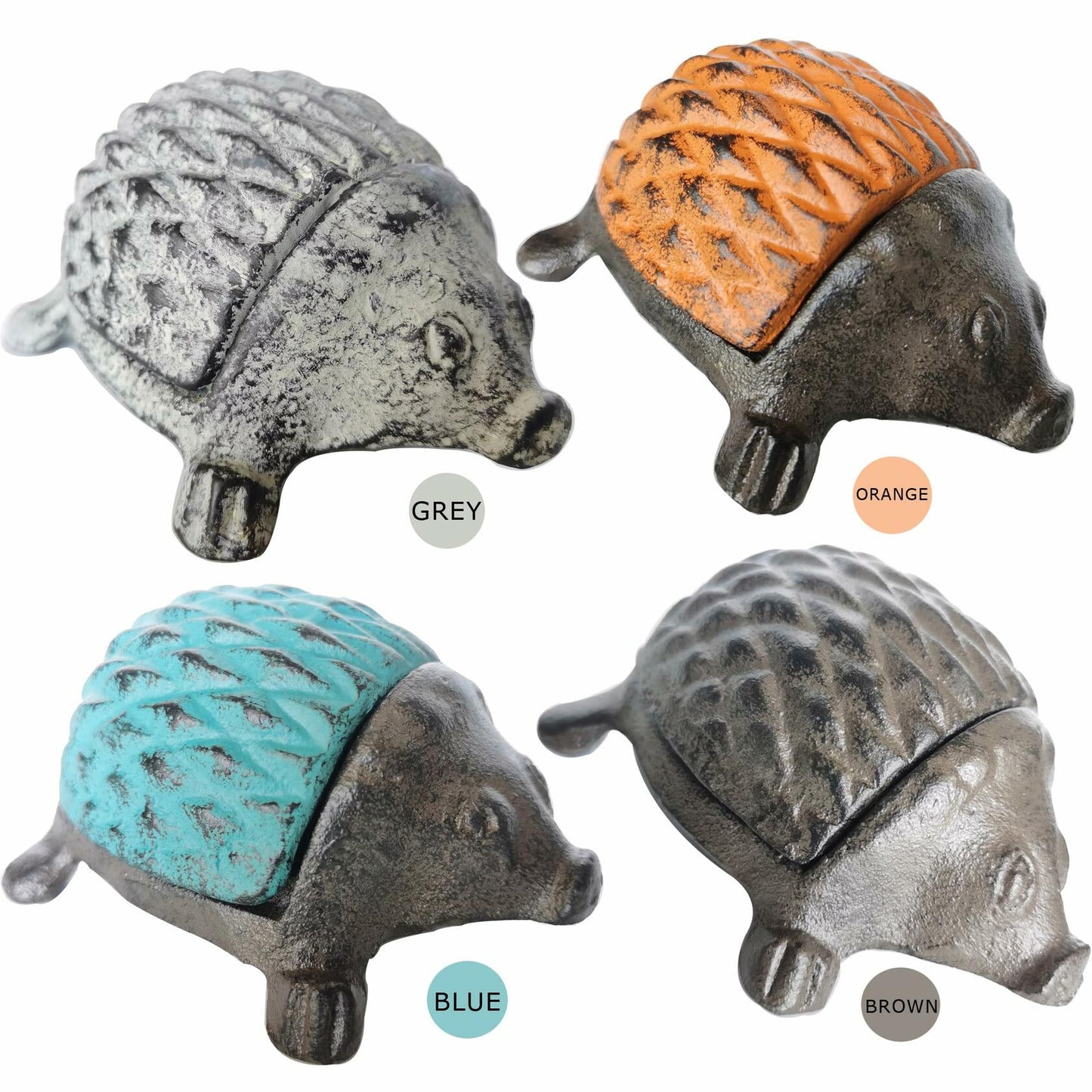 BSTWISH Iron Hedgehog Key Hider Outdoor Garden Decoration Gray