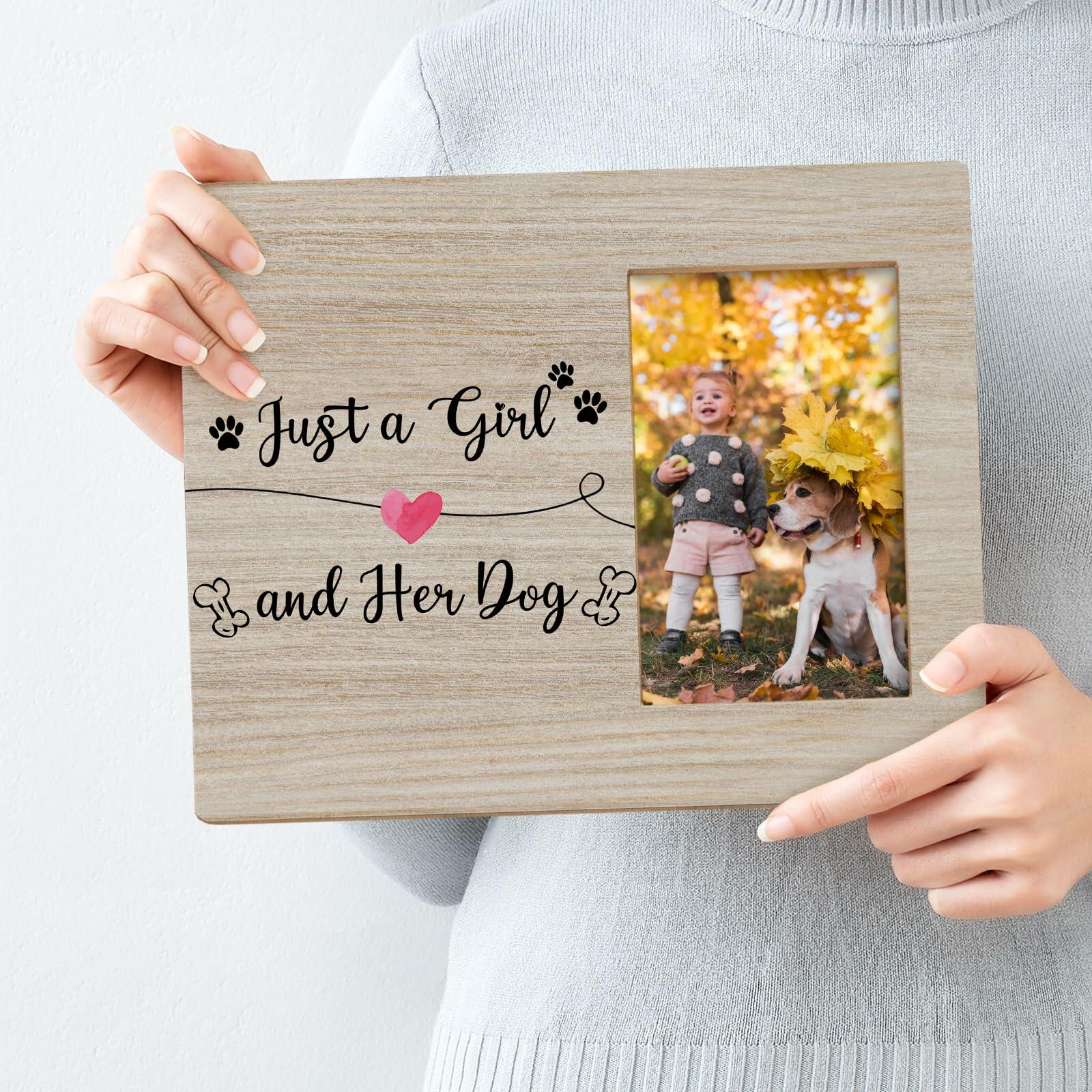 DIENADFX Dog Memorial Picture Frame Wood Tabletop 4x6 Inch Photo Frame