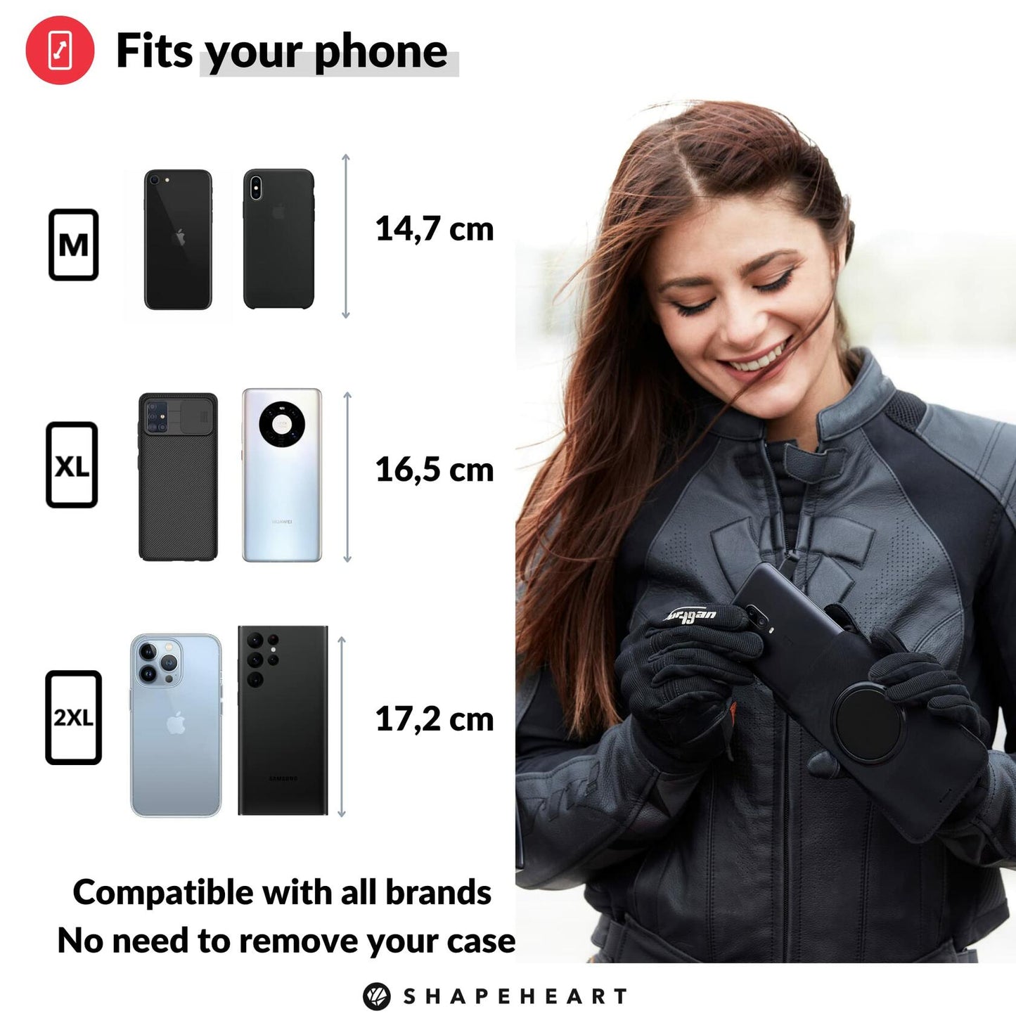 Shapeheart Magnetic Motorcycle Phone Holder Waterproof 360° Handlebar 2XL