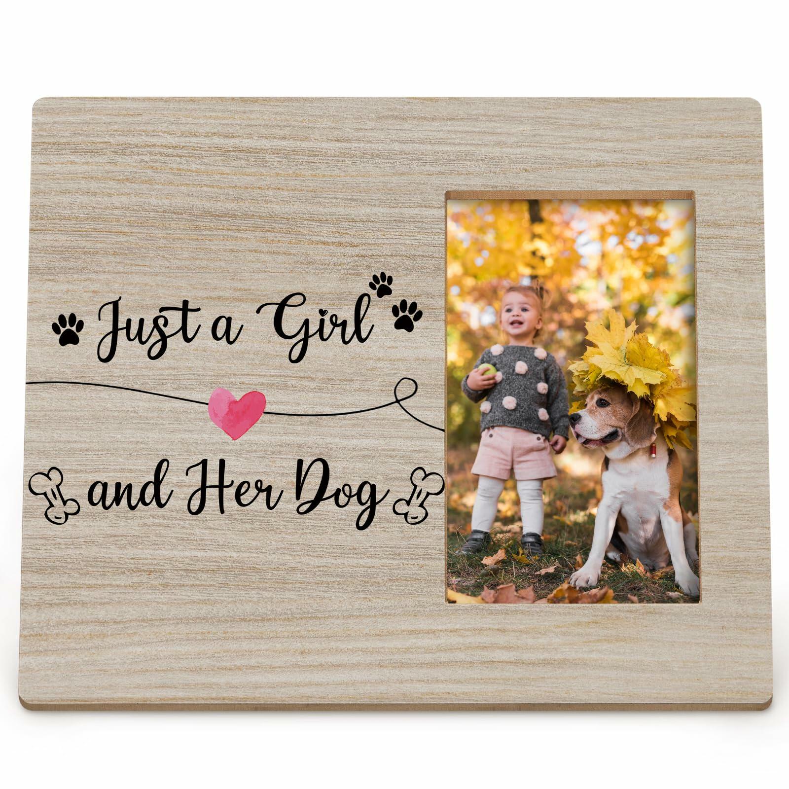 DIENADFX Dog Memorial Picture Frame Wood Tabletop 4x6 Inch Photo Frame