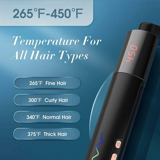 Generic Negative Ion Flat Iron Hair Straightener Curler Ceramic Plates Black 1in