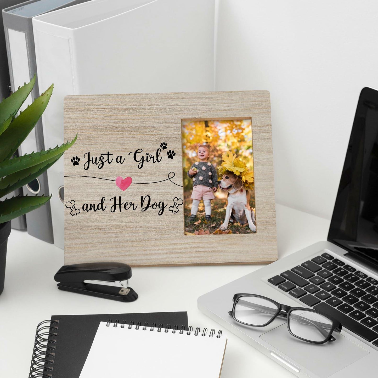 DIENADFX Dog Memorial Picture Frame Wood Tabletop 4x6 Inch Photo Frame