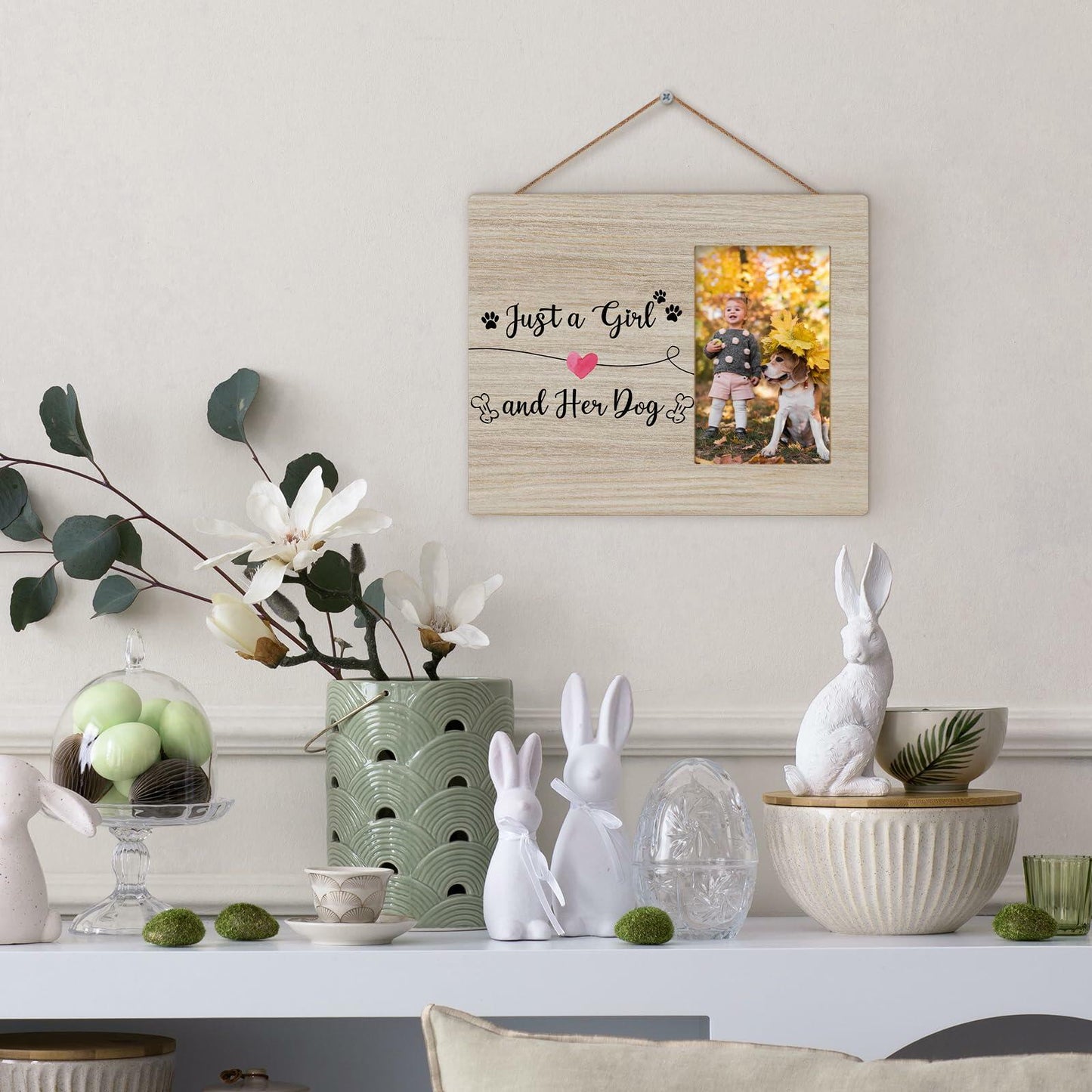 DIENADFX Dog Memorial Picture Frame Wood Tabletop 4x6 Inch Photo Frame