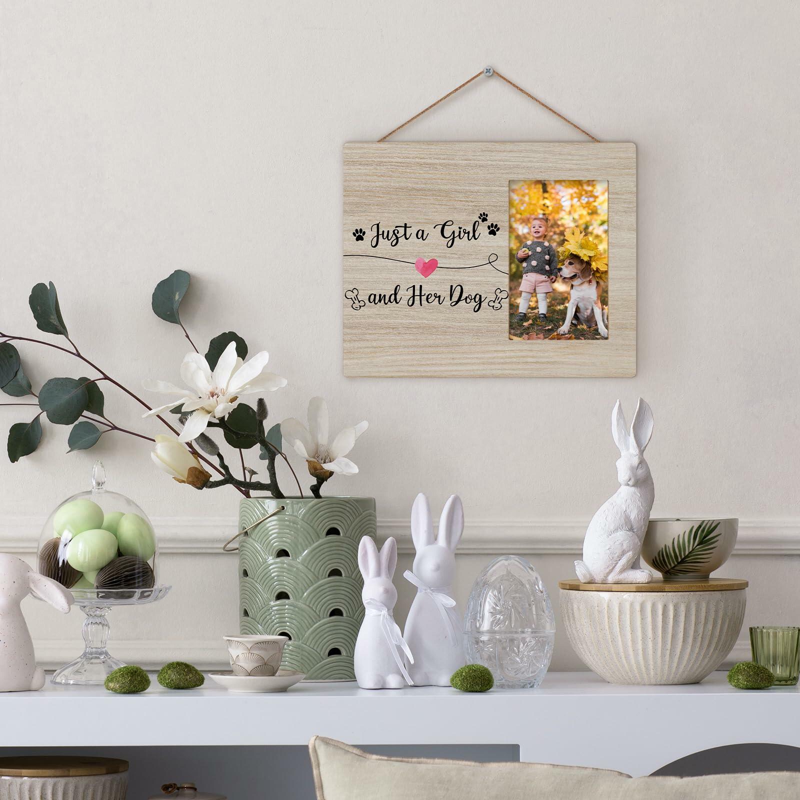 DIENADFX Dog Memorial Picture Frame Wood Tabletop 4x6 Inch Photo Frame