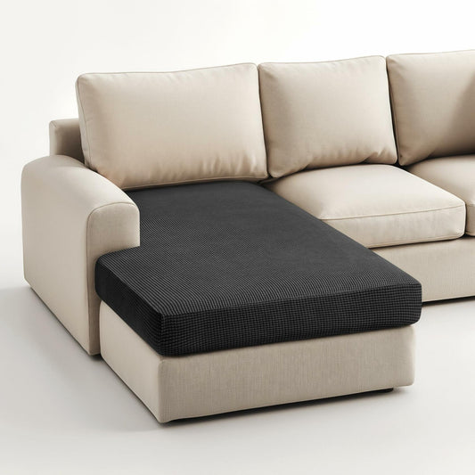 Hokway Stretch Chaise Cover Reversible Sofa Cushion Protector Black