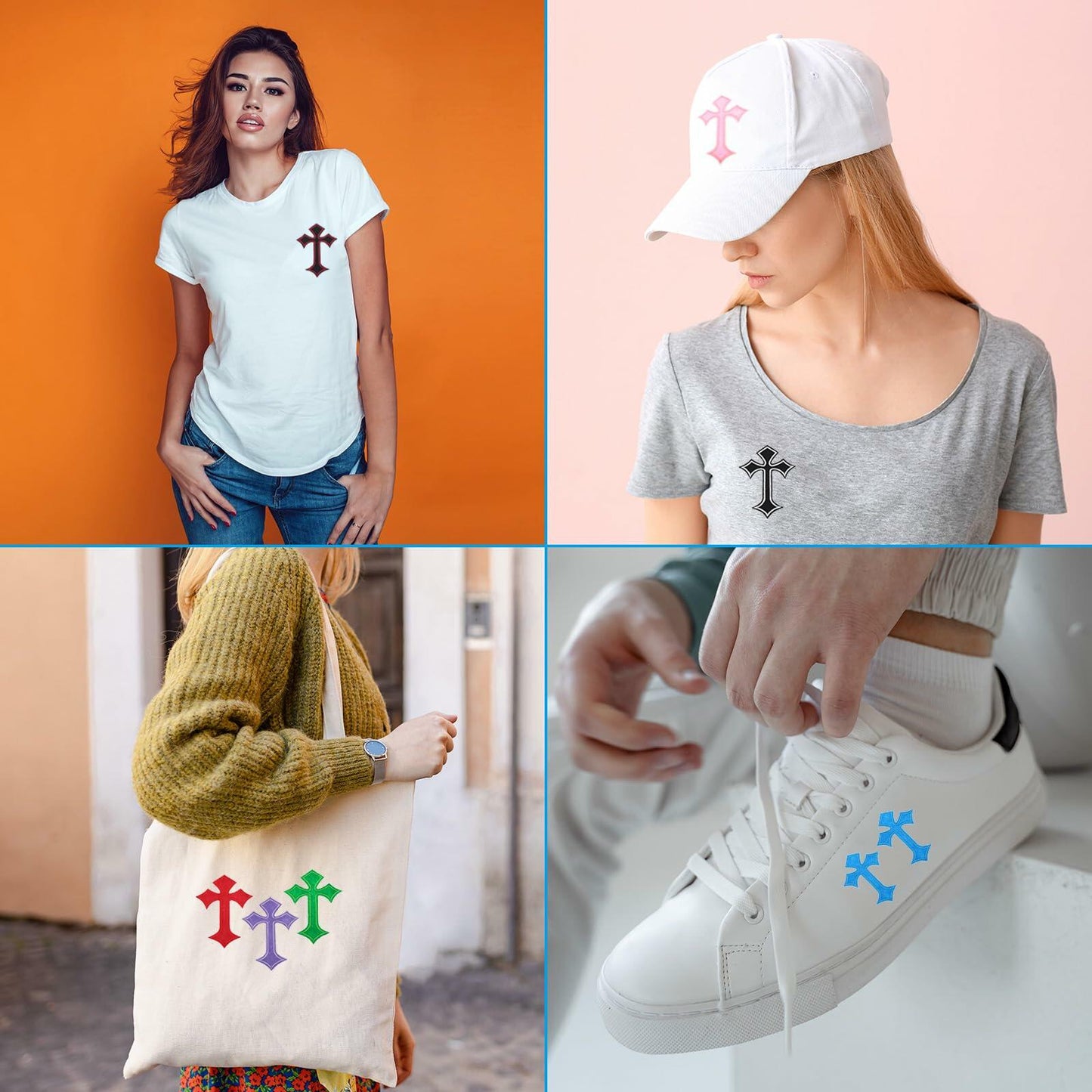 PATIKIL Cross Embroidered Patches 11 Pcs 4.1x2.8in Multicolored Iron On