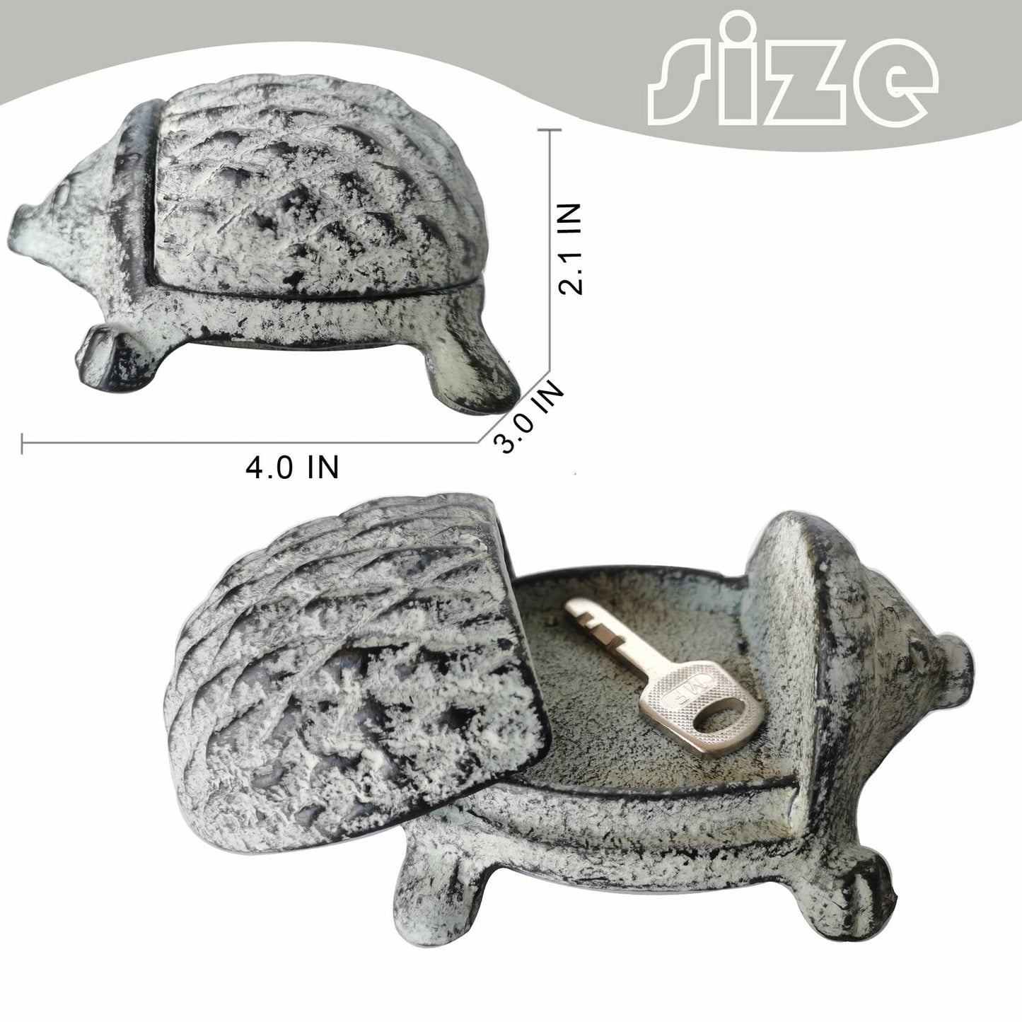BSTWISH Iron Hedgehog Key Hider Outdoor Garden Decoration Gray