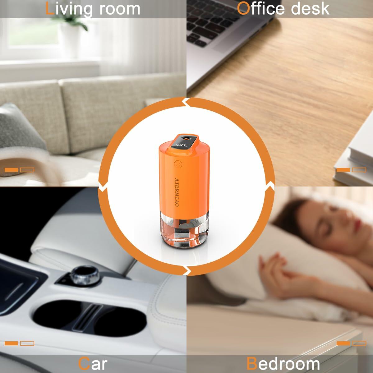 AIERMIAO Car Diffuser Rechargeable USB LED Cold Mist Aromatherapy Orange