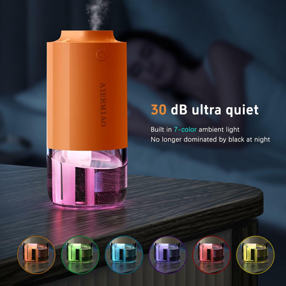AIERMIAO Car Diffuser Rechargeable USB LED Cold Mist Aromatherapy Orange