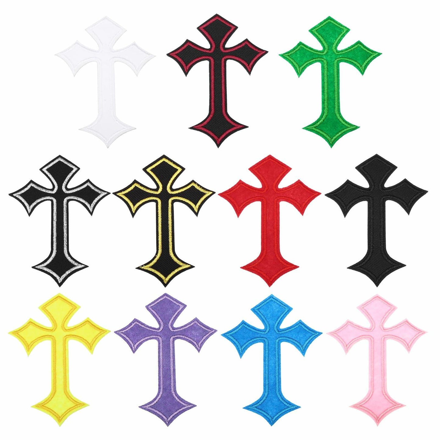 PATIKIL Cross Embroidered Patches 11 Pcs 4.1x2.8in Multicolored Iron On