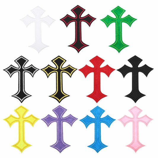 PATIKIL Cross Embroidered Patches 11 Pcs 4.1x2.8in Multicolored Iron On
