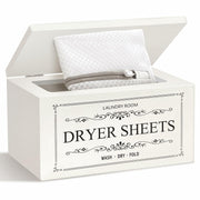 Generic Wooden Dryer Sheet Holder Dispenser with Laundry Bag White 180 Capacity