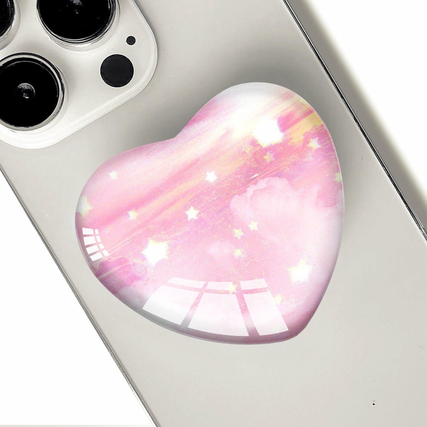 Luhoit Heart Shape Expanding Cell Phone Grip Finger Holder Pink