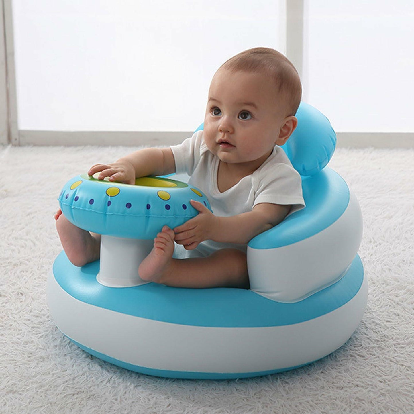 Goofyguru Inflatable Baby Support Chair with Built-in Air Pump Blue