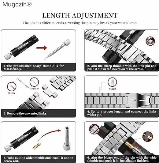 Mugczih Apple Watch Band Stainless Steel Metal Strap Silver Size 42/44/45mm