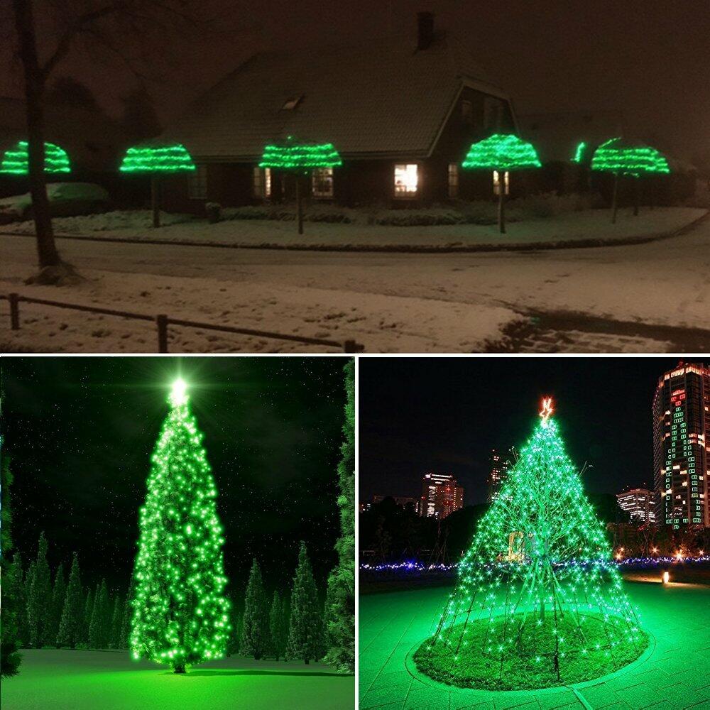 ER CHEN Green LED String Lights 99ft 300 LED Dimmable Silver Wire Remote