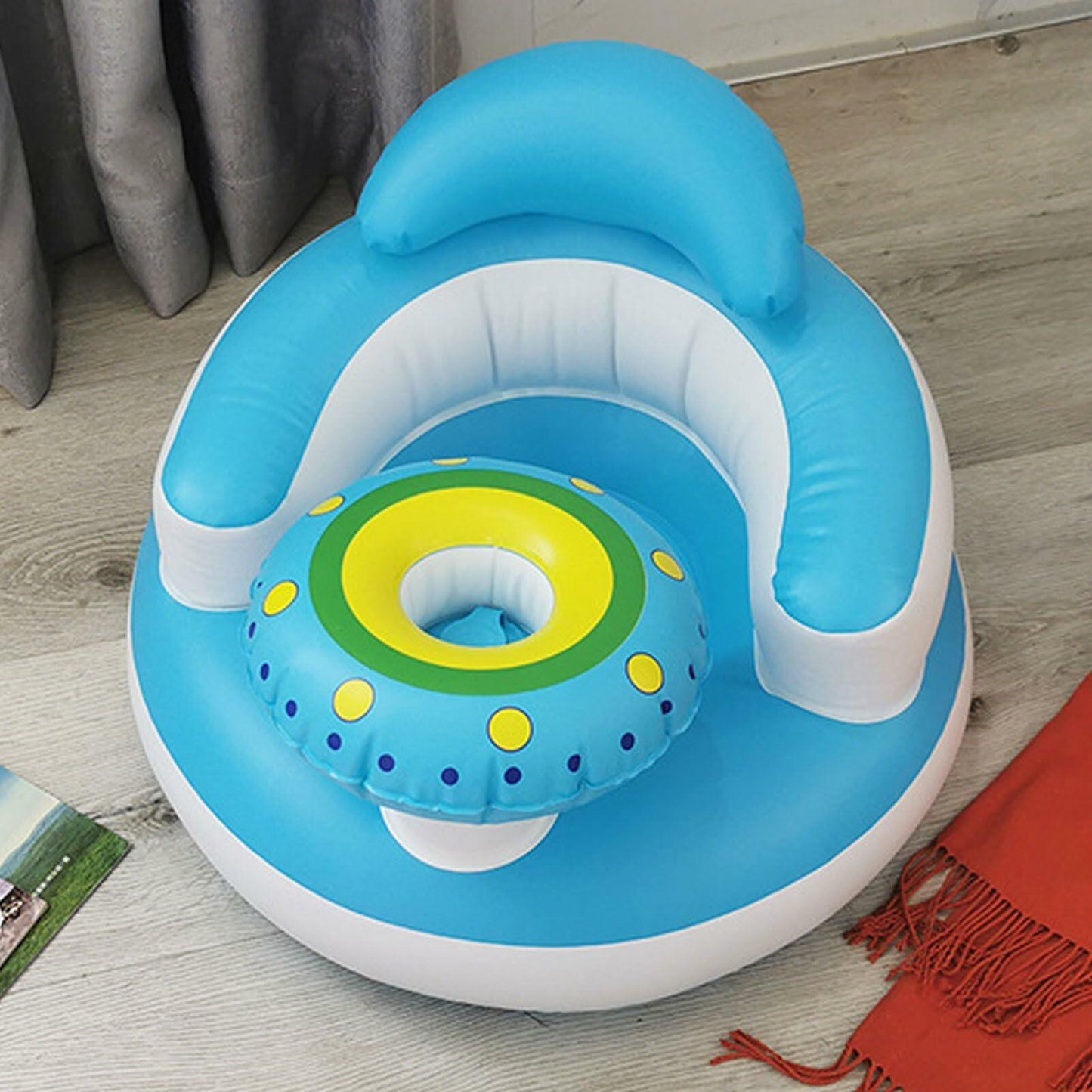 Goofyguru Inflatable Baby Support Chair with Built-in Air Pump Blue