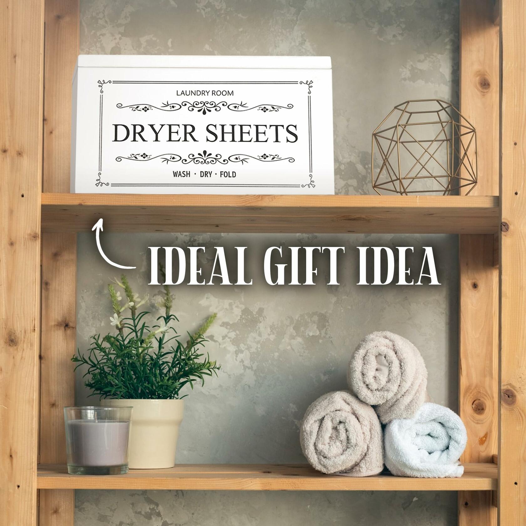 Generic Wooden Dryer Sheet Holder Dispenser with Laundry Bag White 180 Capacity