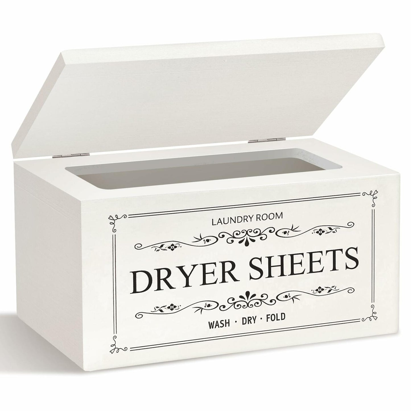 Generic Wooden Dryer Sheet Holder Dispenser with Laundry Bag White 180 Capacity