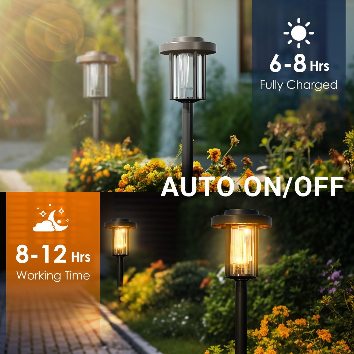 GIGALUMI Solar Outdoor Pathway Lights Waterproof Warm White 6 Pack