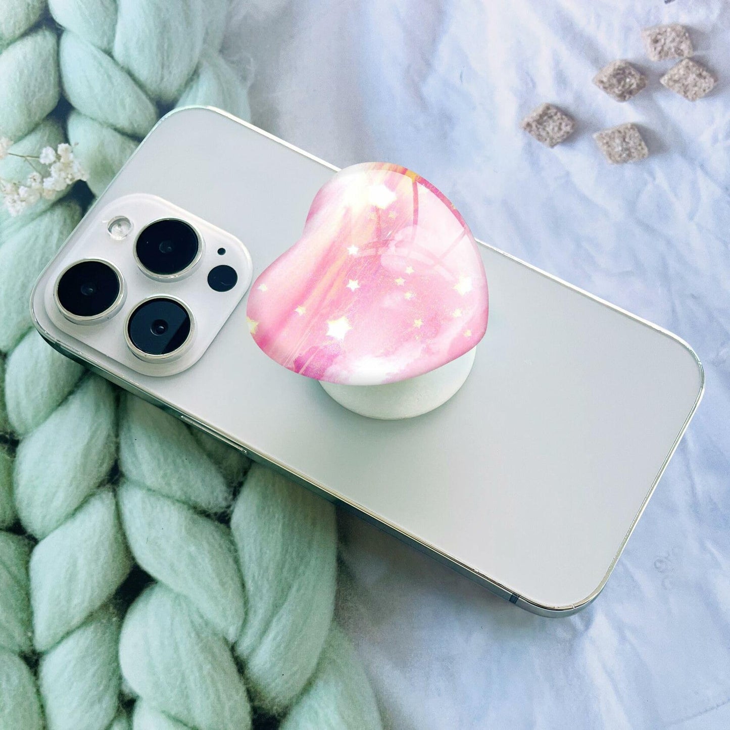 Luhoit Heart Shape Expanding Cell Phone Grip Finger Holder Pink